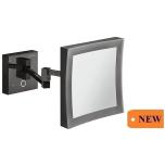 Vanity mirror, with 5x magnification, 100-240 V, square (graphite black)